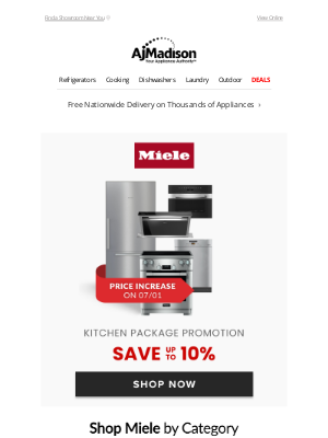 AJ Madison - 🚨 Miele Price Increase July 1st – Don’t Wait!