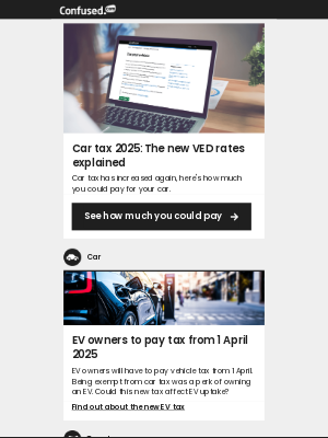 Confused - New car tax bands for 2025 | EV owners to pay tax from 1 April | Tourist tax updates |  ISAs: everything you need to know