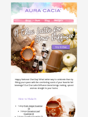 Aura Cacia - Celebrate National Chai Day with a Cozy Diffusion 🍂