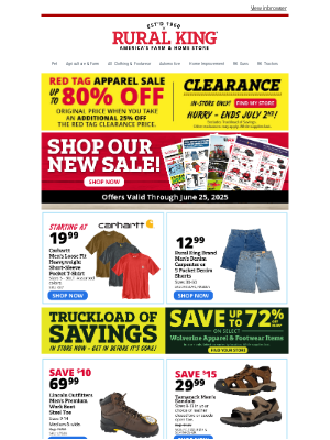 Rural King Supply - Save up to 72% on Select Wolverine & Red Tag Clearance up to 80% Off - In-Store Only!