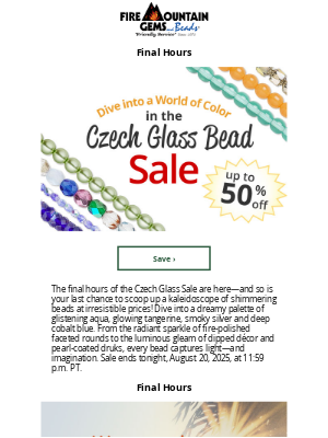 Fire Mountain Gems and Beads - The Clock is Ticking on Colorful BEAD Savings!