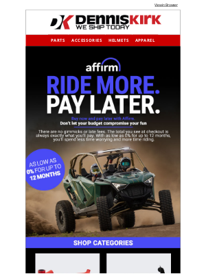 Dennis Kirk - Shop for your UTV with Affirm - as low as 0% for up to 12 months