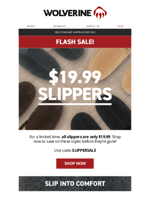 Wolverine - TODAY ONLY! Slippers $19.99