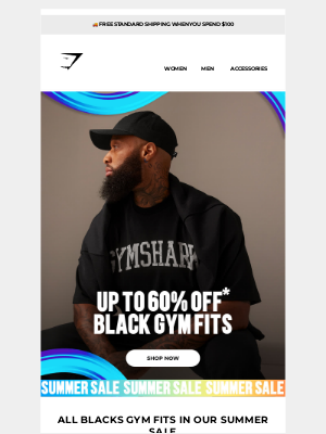 Gymshark (Australia) - Up to 60% off* black gym fits