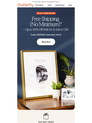 Shutterfly - Fill your cart: Free shipping (no minimum!)