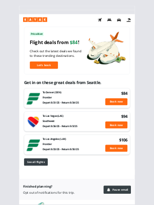 KAYAK - ✈ How does a $84 flight from SEA to one of these top destinations sound?