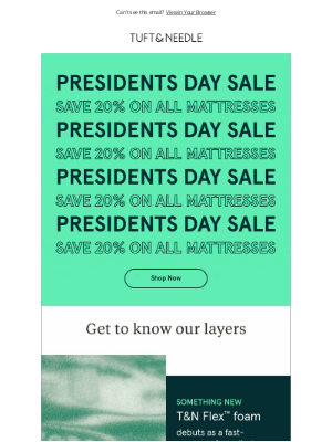 Tuft & Needle - Presidents Day Sale: Save 20%