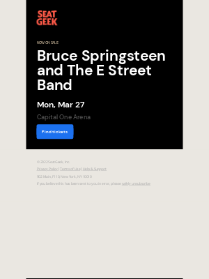 SeatGeek - Now On Sale: Bruce Springsteen and The E Street Band