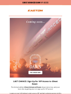 Easton Slowpitch - FINAL CHANCE: Sign Up for Access to Ghost Dawn