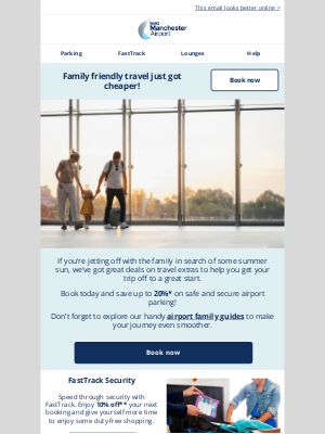Manchester Airport - Up to 20% off parking for your next family getaway