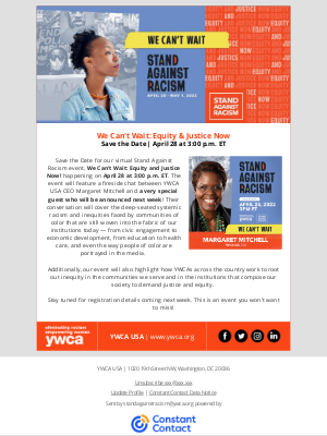 YWCA USA - YWCA Presents: We Can't Wait, Equity & Justice Now! April 28th at 3pm ET