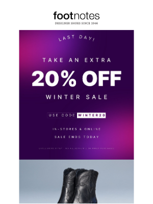 Footnotesonline - Last Day For An Extra 20% Off All Sale!