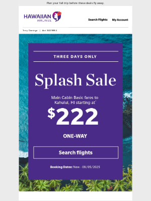 3 days only: extra-low fall fares