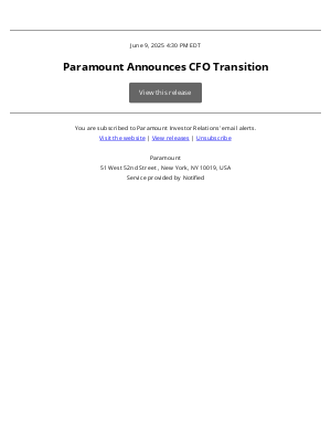 Viacom - Paramount Announces CFO Transition