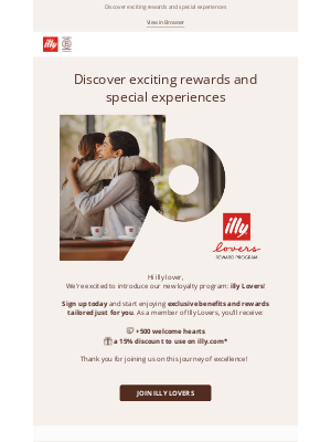 illy - Get 20% off your next order by joining the new illy Lovers Rewards Program