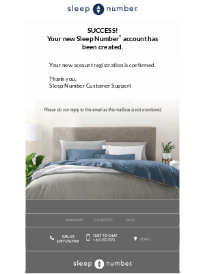 Account confirmation email that includes no CTA