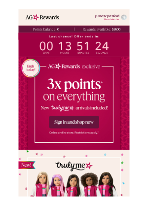 American Girl - 3X POINTS ⏳ Ends today!