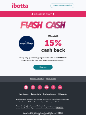 Ibotta - shopDisney: 24 Hour Flash Cash ⚡️