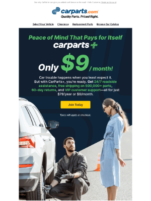 CarParts - Get 24/7 Roadside Help for $9/Month 😎