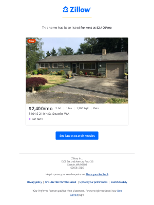 Zillow - New Rental Listing: 3104 S 211th St, Seattle, WA 98198 matches your 'Seatac WA' Saved Search.