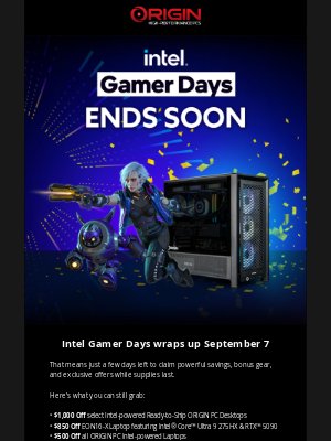 ORIGIN PC - Just Days Left: Save $1,000 Before Intel Gamer Days Ends