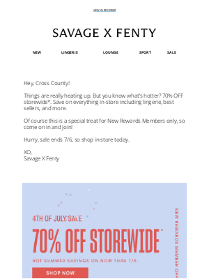 Savage X Fenty - Cue the Fireworks: 70% OFF Storewide!