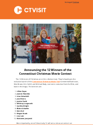 Visit Connecticut - 🎄 Announcing the 12 Winners of the Christmas Contest