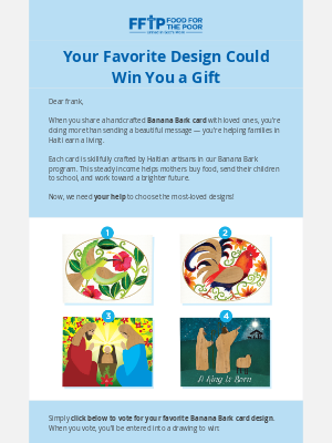 Food For The Poor - ✨ Cast your vote & win banana bark cards!