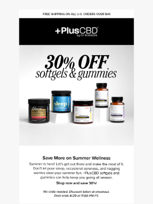 PlusCBD - SALE ALERT! 30% Off CBD Softgels & Gummies