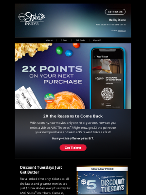 AMC Theatres - Come Back & Earn 2X Points 💰