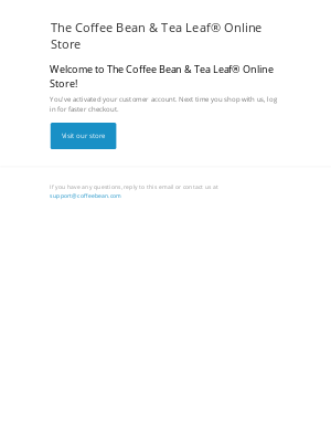 The Coffee Bean and Tea Leaf - Customer account confirmation