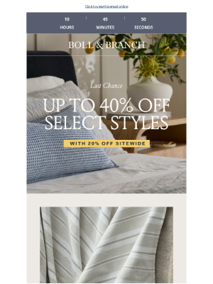 Boll & Branch - Sale update: Hours left to save