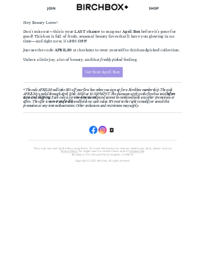 Birchbox USA - ⏳ Don’t Miss Out – April Box Is Almost Sold Out!