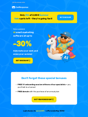 GetResponse - 2 days left: 30% OFF email marketing with AI