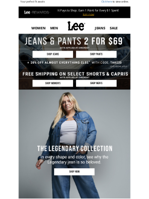 Lee Jeans - Legendary Jeans - 2 for $69