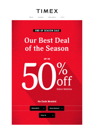 Timex - Best Deal of the Season 🔥 50% OFF