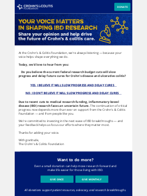 Crohn's & Colitis Foundation - 🚨 Your opinion on IBD research matters — speak up!
