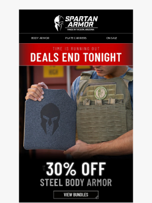 Spartan Armor Systems - LAST CHANCE - 30% OFF + FREE Tough Hook Ends Tonight