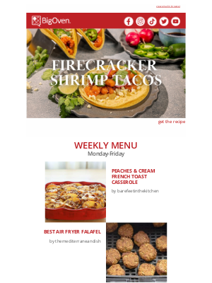 BigOven.com - Firecracker Shrimp Tacos + Weekly Menu