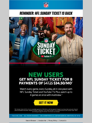 Don't Forget: Start your Season with NFL Sunday Ticket
