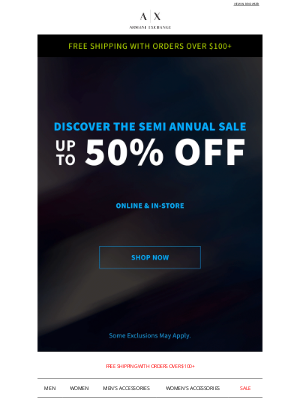 Armani Exchange - Semi Annual Sale Up To 50% Off