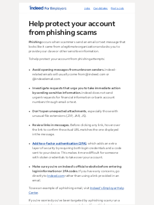 Indeed - Tips to help keep your account safe from fraud.
