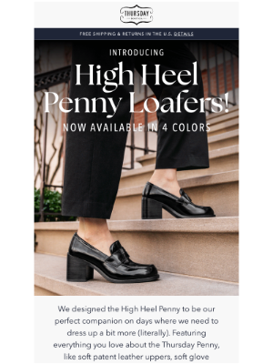 Thursday Boot Company - New High Heel Penny Loafers!