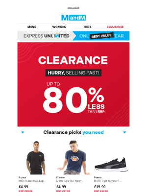 M and M Direct (United Kingdom) - CLEARANCE 🔴 Up to 80% LESS than RRP