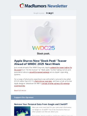 MacRumors - Apple's WWDC 'Sleek Peek,' macOS Tahoe Rumors, and More