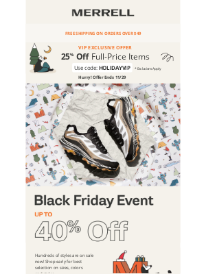 Black Friday offers email by Merrell