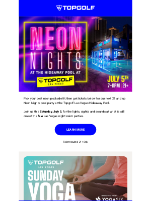 Topgolf - July 5, Neon Nights is back @ the Hideaway Pool