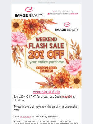Image Beauty - Don't Miss Out!  Extra 20% Off Your Entire Purchase