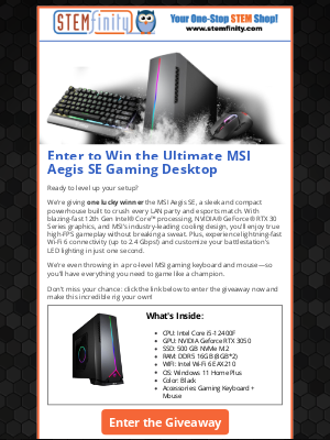 STEMfinity - Win the Ultimate MSI Aegis SE Gaming Desktop