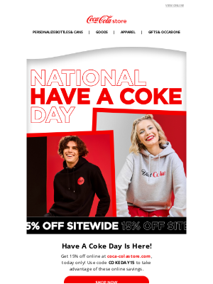Coca-Cola Store - Enjoy 15% Off Sitewide TODAY ONLY 🎉